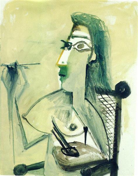 Pablo Picasso Painting Drawing Nude Seated In Armchair